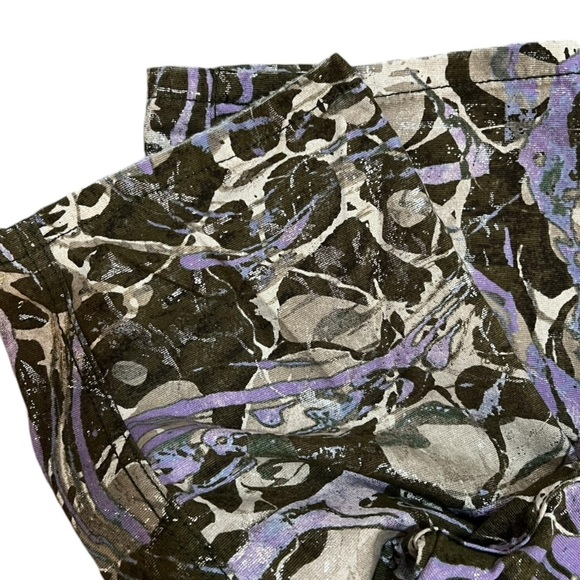 Pilcro The Wanderer Camo Multicolor Jeans Green Cream Purple Metallic Size 32T - Picture 8 of 16